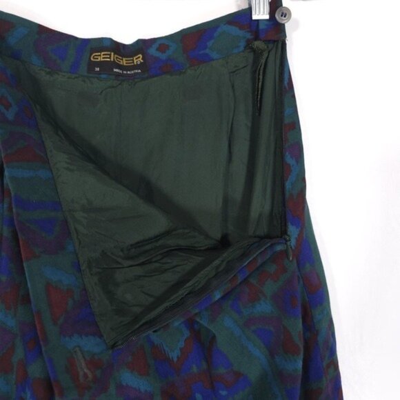 GEIGER AUSTRIA🇦🇹MADE Women Pleated Green Midi Skirt Vintage 90’s Size 38 US 6 - Picture 8 of 12
